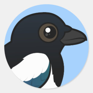 Birdorable Eurasian Magpie Classic Round Sticker
