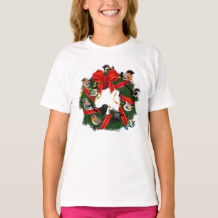 Birdorable European Garden Birds Christmas Wreath T-Shirt