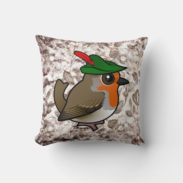 Birdorable European Robin Hood Throw Pillow (Front)