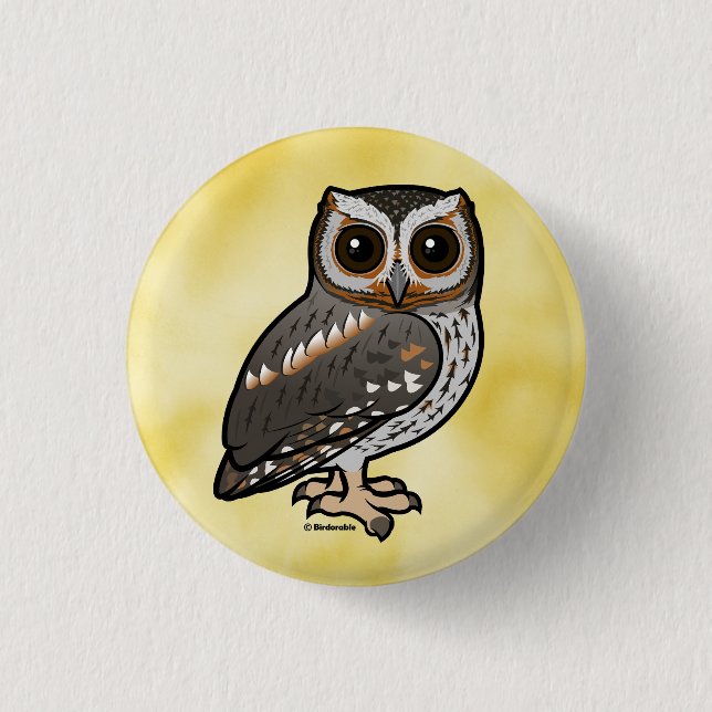 Birdorable Flammulated Owl 1 Inch Round Button (Front)