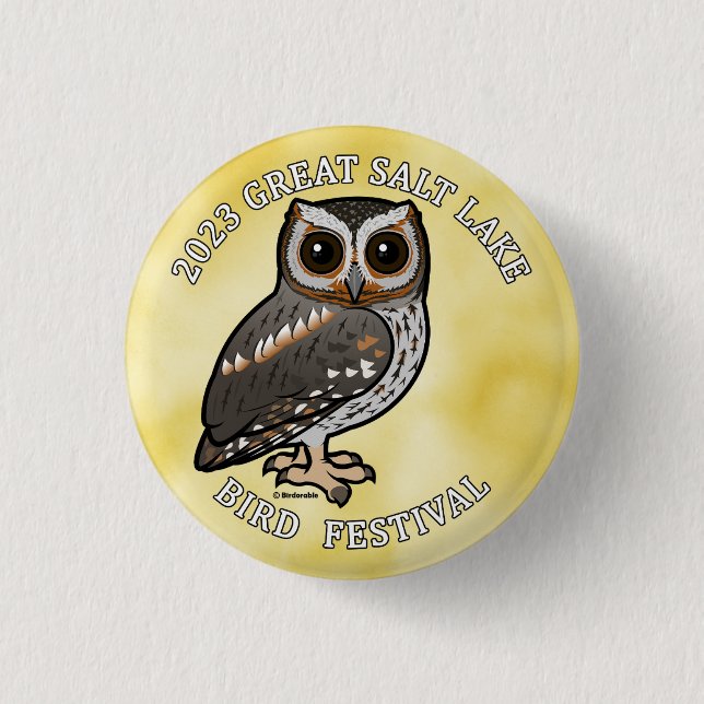 Birdorable Flammulated Owl Great Salt Lake 2023b 1 Inch Round Button (Front)