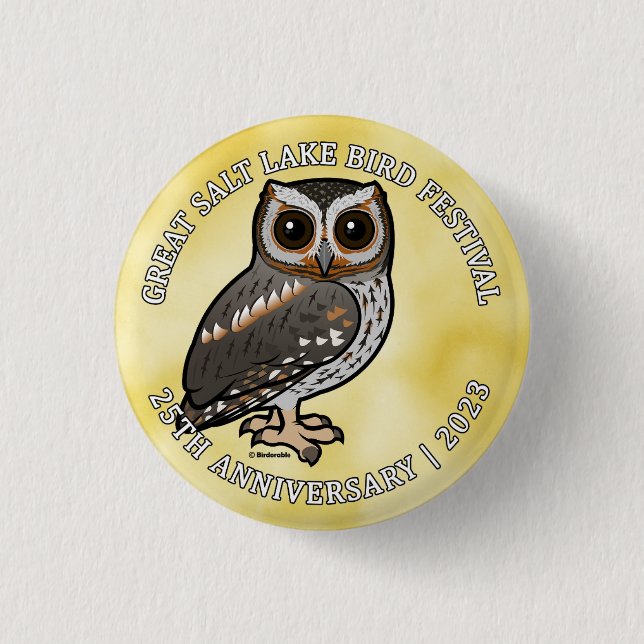 Birdorable Flammulated Owl Great Salt Lake 2023c 1 Inch Round Button (Front)