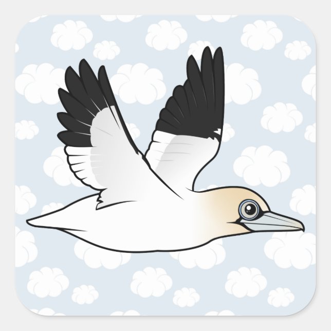 Birdorable Flying Northern Gannet Square Sticker (Front)