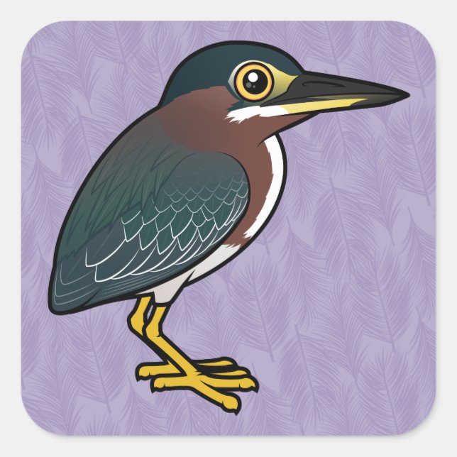 Birdorable Green Heron Square Sticker (Front)