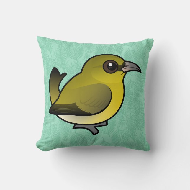 Birdorable Hawai'i 'Amakihi Throw Pillow (Front)