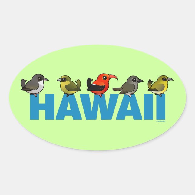 Birdorable Hawaii Oval Sticker (Front)