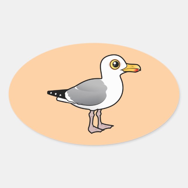 Birdorable Herring Gull Oval Sticker (Front)