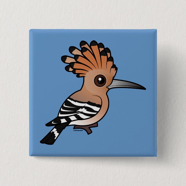 Birdorable Hoopoe 2 Inch Square Button (Front)