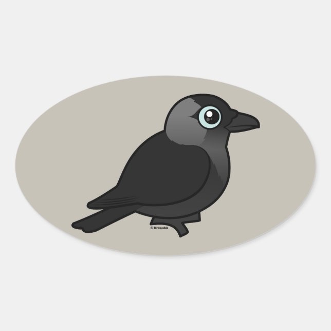 Birdorable Jackdaw Oval Sticker (Front)