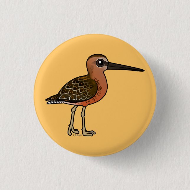 Birdorable Long-billed Dowitcher 1 Inch Round Button (Front)