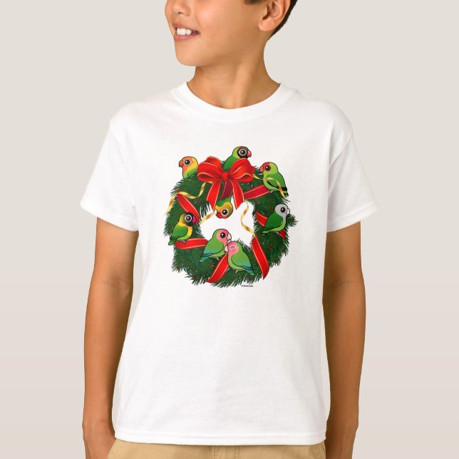 Birdorable Lovebirds Christmas Wreath T-Shirt (Front)