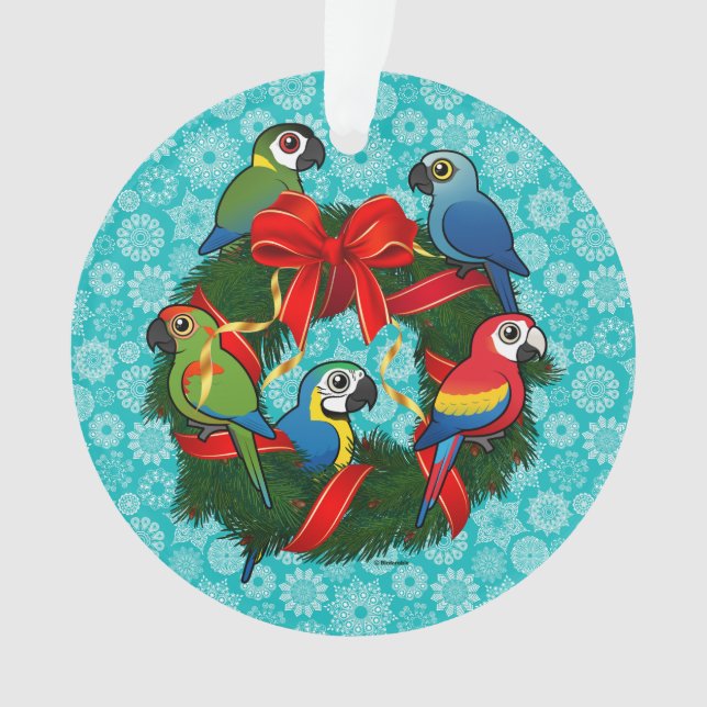 Birdorable Macaws Christmas Wreath Ornament (Front)