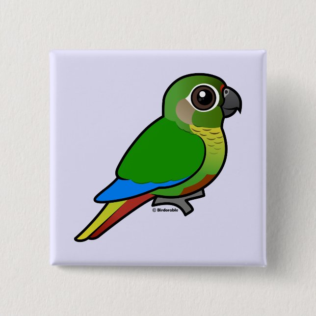 Birdorable Maroon-bellied Parakeet 2 Inch Square Button (Front)
