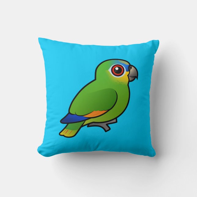 Birdorable Orange-winged Amazon Throw Pillow (Front)
