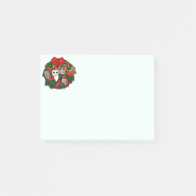 Birdorable Owls Christmas Wreath Post-it Notes (Front)