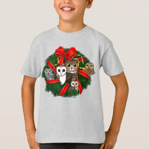 Birdorable Owls Christmas Wreath T-Shirt