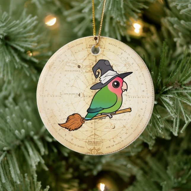 Birdorable Peach-faced Lovebird Halloween Witch Ceramic Ornament (Tree)