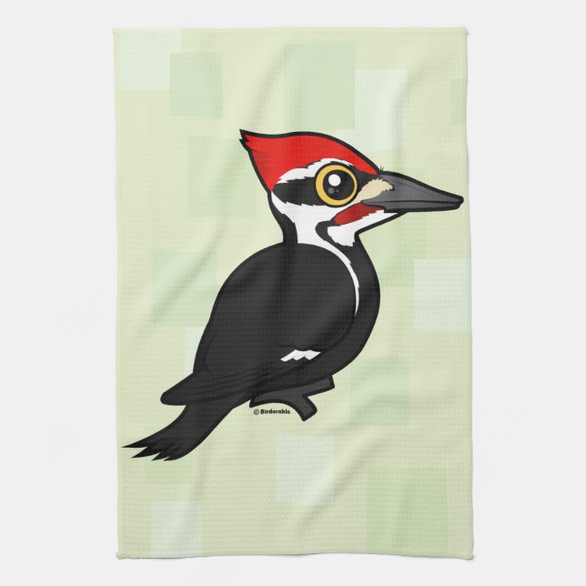 Birdorable Pileated Woodpecker Kitchen Towel (Vertical)