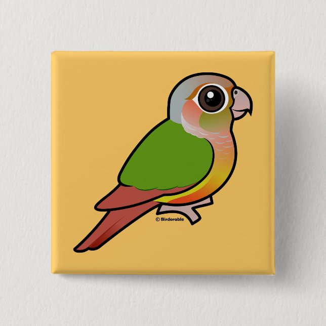Birdorable Pineapple Green-cheeked Conure 2 Inch Square Button (Front)
