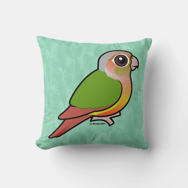 Birdorable Pineapple Green-cheeked Conure Throw Pillow (Front)