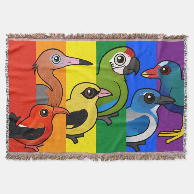 Birdorable Pride Flag Throw Blanket (Front)