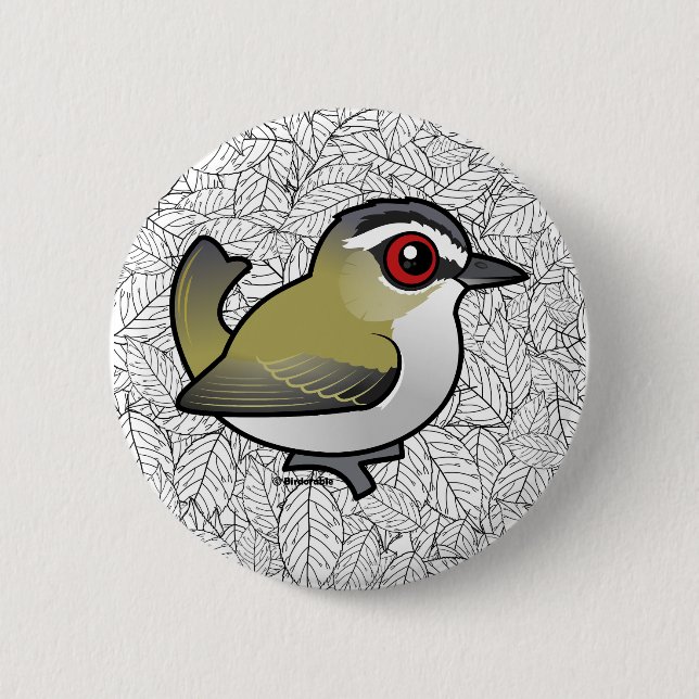 Birdorable Red-eyed Vireo 2 Inch Round Button (Front)