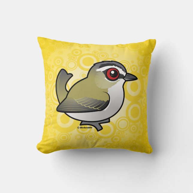 Birdorable Red-eyed Vireo Throw Pillow (Front)