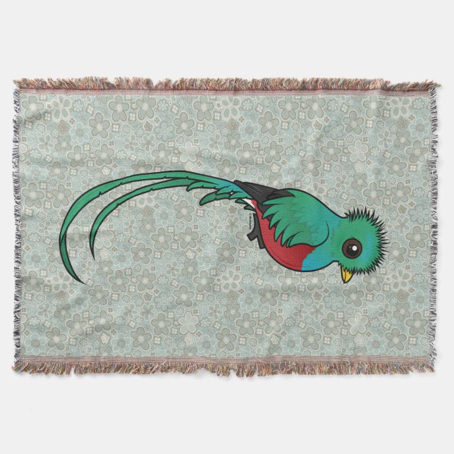 Birdorable Resplendent Quetzal Throw Blanket (Front)