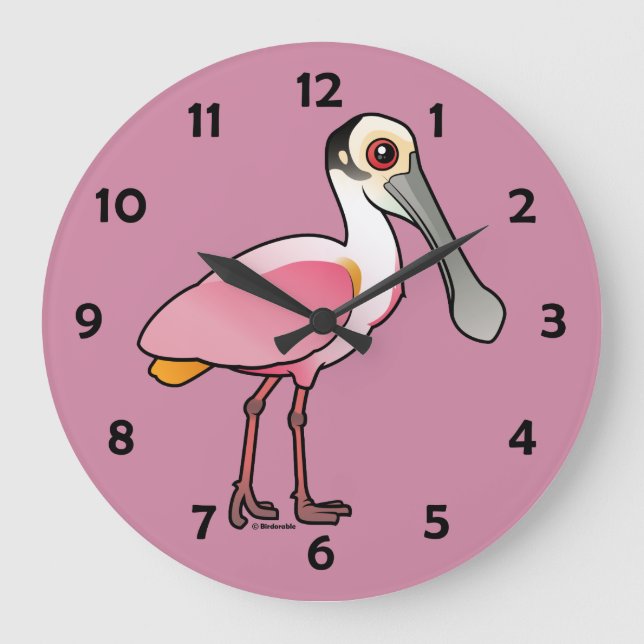 Birdorable Roseate Spoonbill Large Clock (Front)