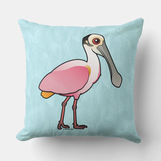 Birdorable Roseate Spoonbill Throw Pillow (Front)