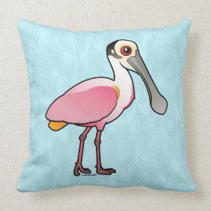 Birdorable Roseate Spoonbill Throw Pillow