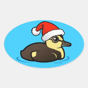 Birdorable Santa Duckling Oval Sticker