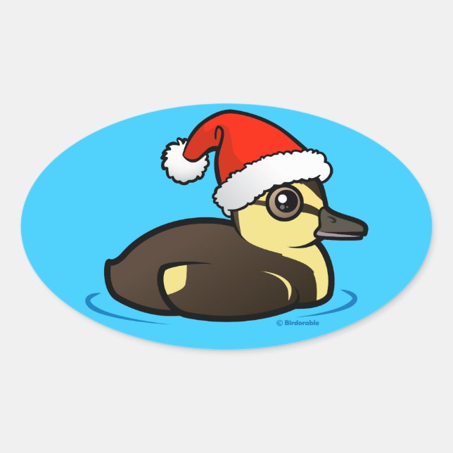 Birdorable Santa Duckling Oval Sticker (Front)