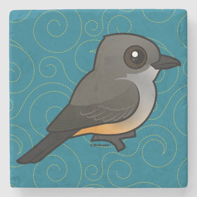 Birdorable Say's Phoebe Stone Coaster (Front)
