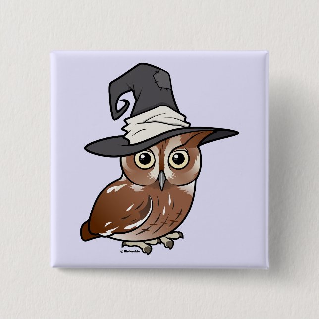 Birdorable Screech Owl Witch 2 Inch Square Button (Front)