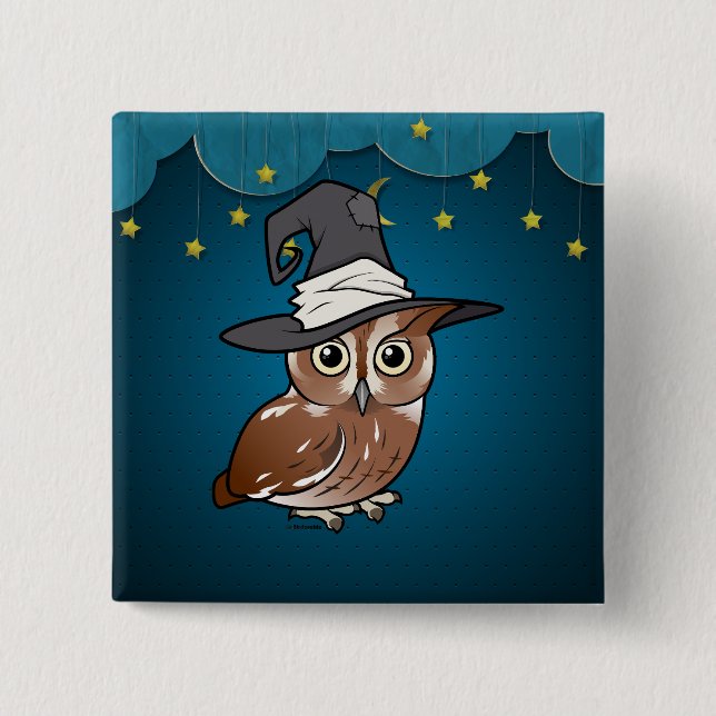 Birdorable Screech Owl Witch 2 Inch Square Button (Front)