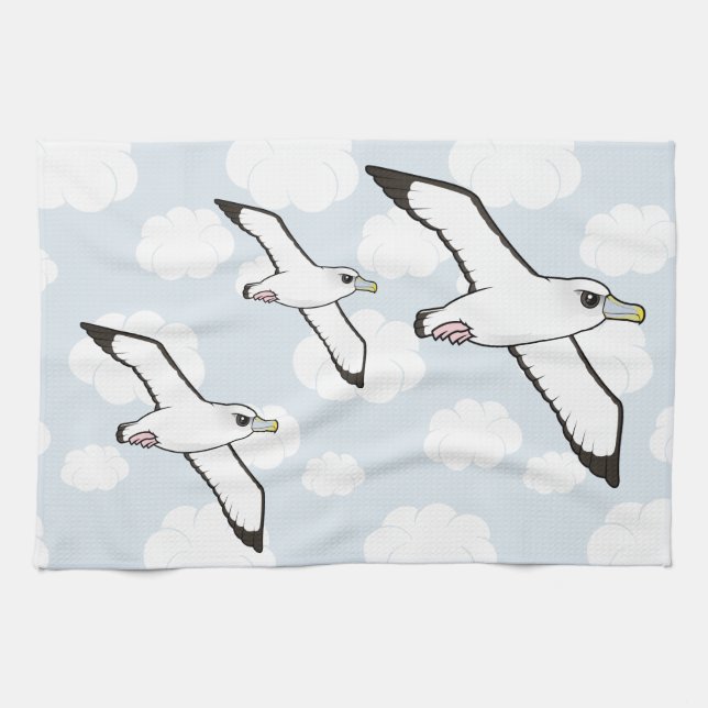 Birdorable Shy Albatross in flight Kitchen Towel (Horizontal)