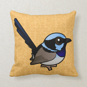 Birdorable Superb Fairywren Throw Pillow