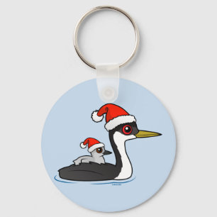Birdorable Western Grebe Santa Keychain