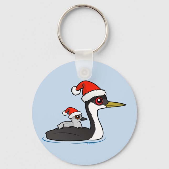 Birdorable Western Grebe Santa Keychain (Front)