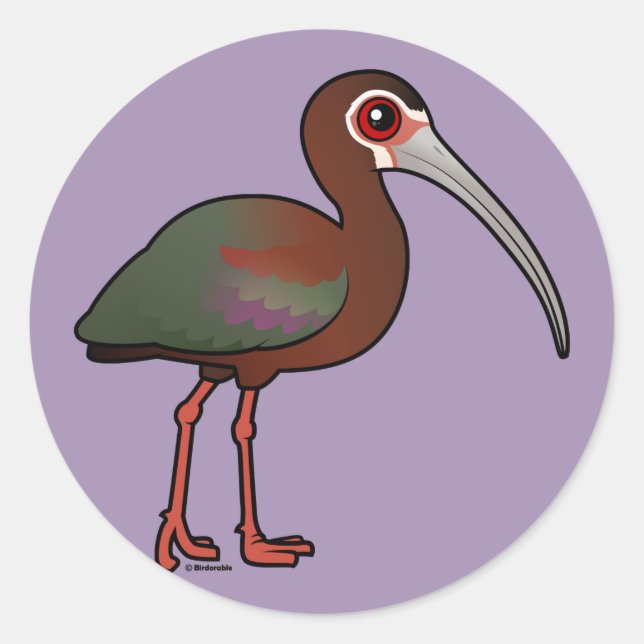 Birdorable White-faced Ibis Classic Round Sticker (Front)