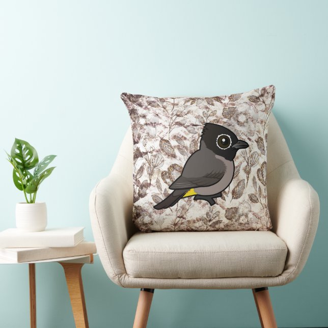 Birdorable White-spectacled Bulbul Throw Pillow (Chair)