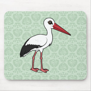 Birdorable White Stork Mouse Pad