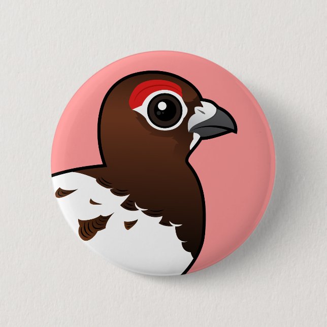 Birdorable Willow Ptarmigan, summer male 2 Inch Round Button (Front)