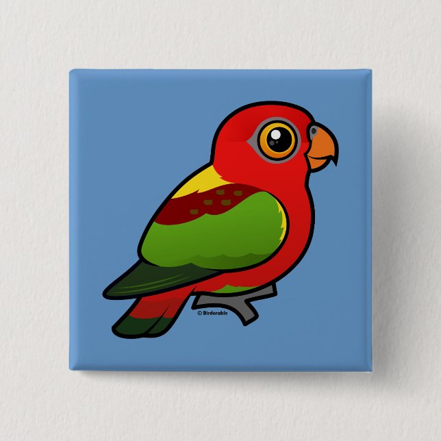 Birdorable Yellow-backed Lory 2 Inch Square Button (Front)