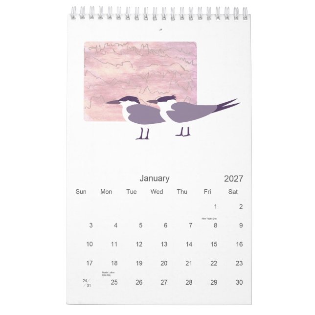 Birds 2010 calendar (Jan 2027)
