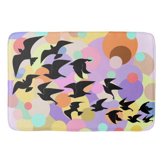 Birds and Balloons Flying - Drawing Bath Mat (Front)