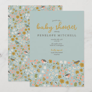 Birds and Bees Floral Baby Shower  Invitation