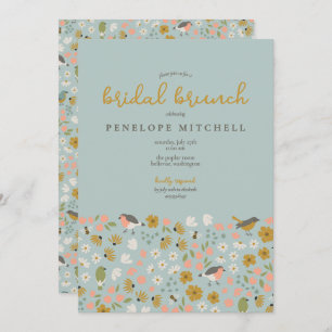 Birds and Bees Floral Bridal Brunch Shower  Invitation