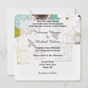 Birds and Bird Cages Wedding Invitation